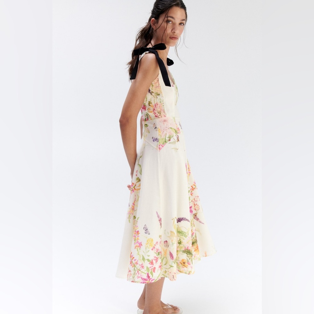 NWT H&M Flared Dress With Tie Shoulder Straps